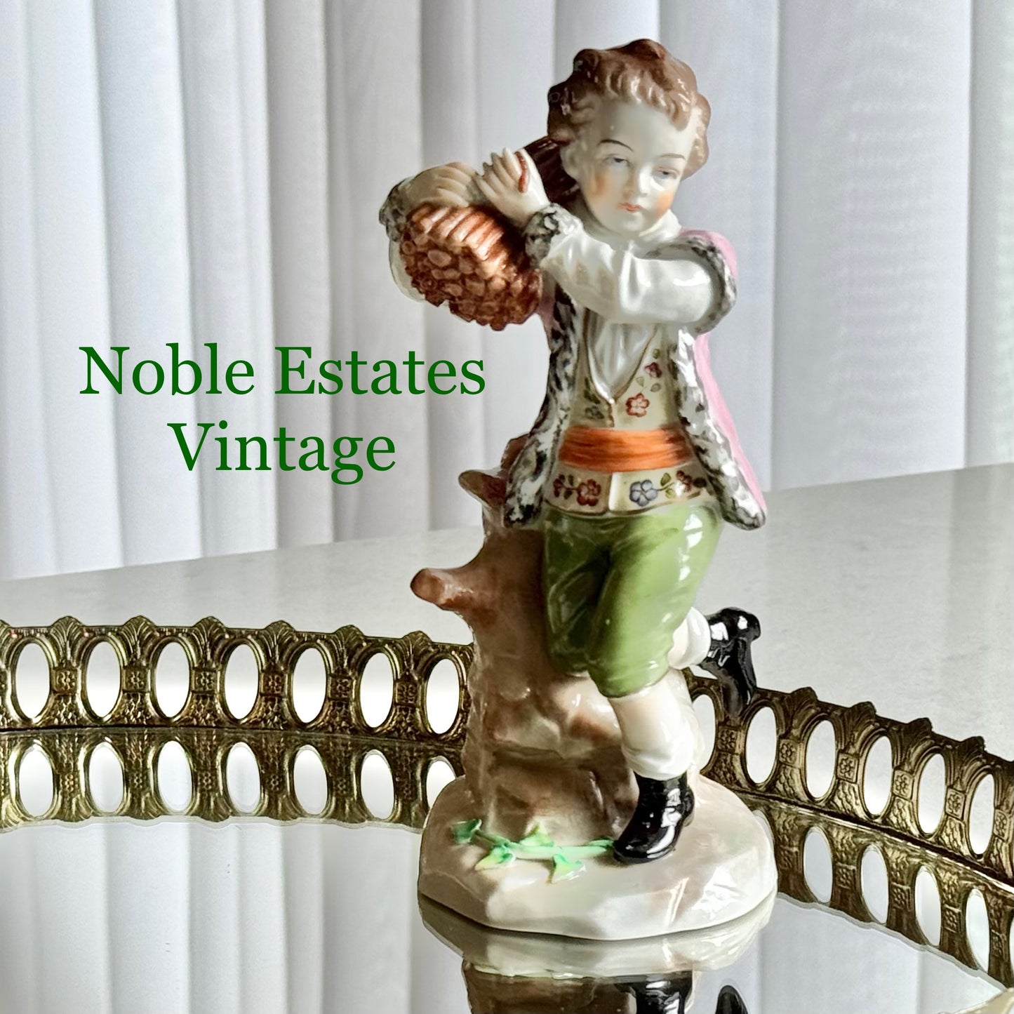 Vintage Sitzendorf German Porcelain Boy Figurine