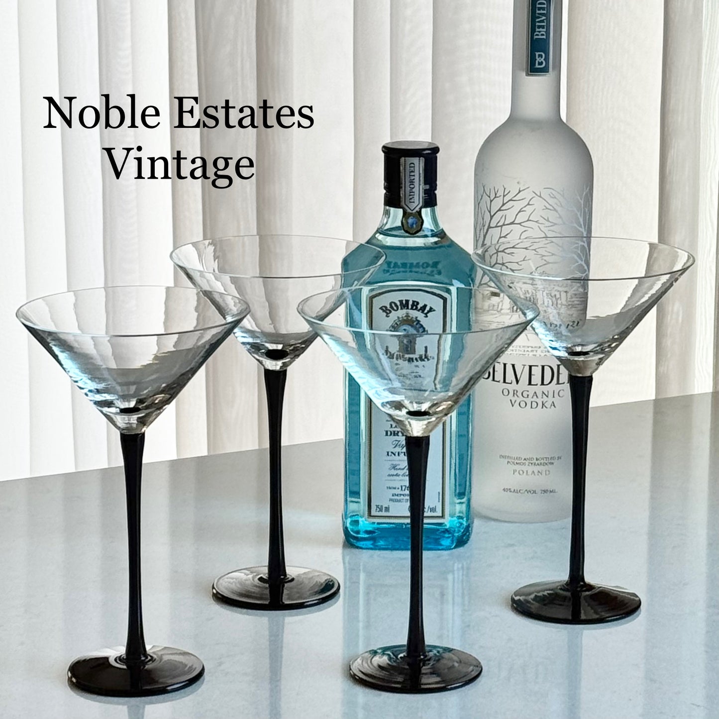 Vintage Artland Black Stem Glasses - Set of 4