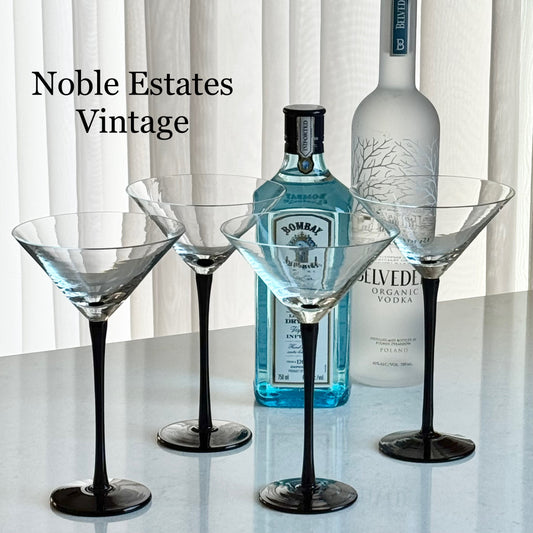 Vintage Artland Black Stem Glasses - Set of 4