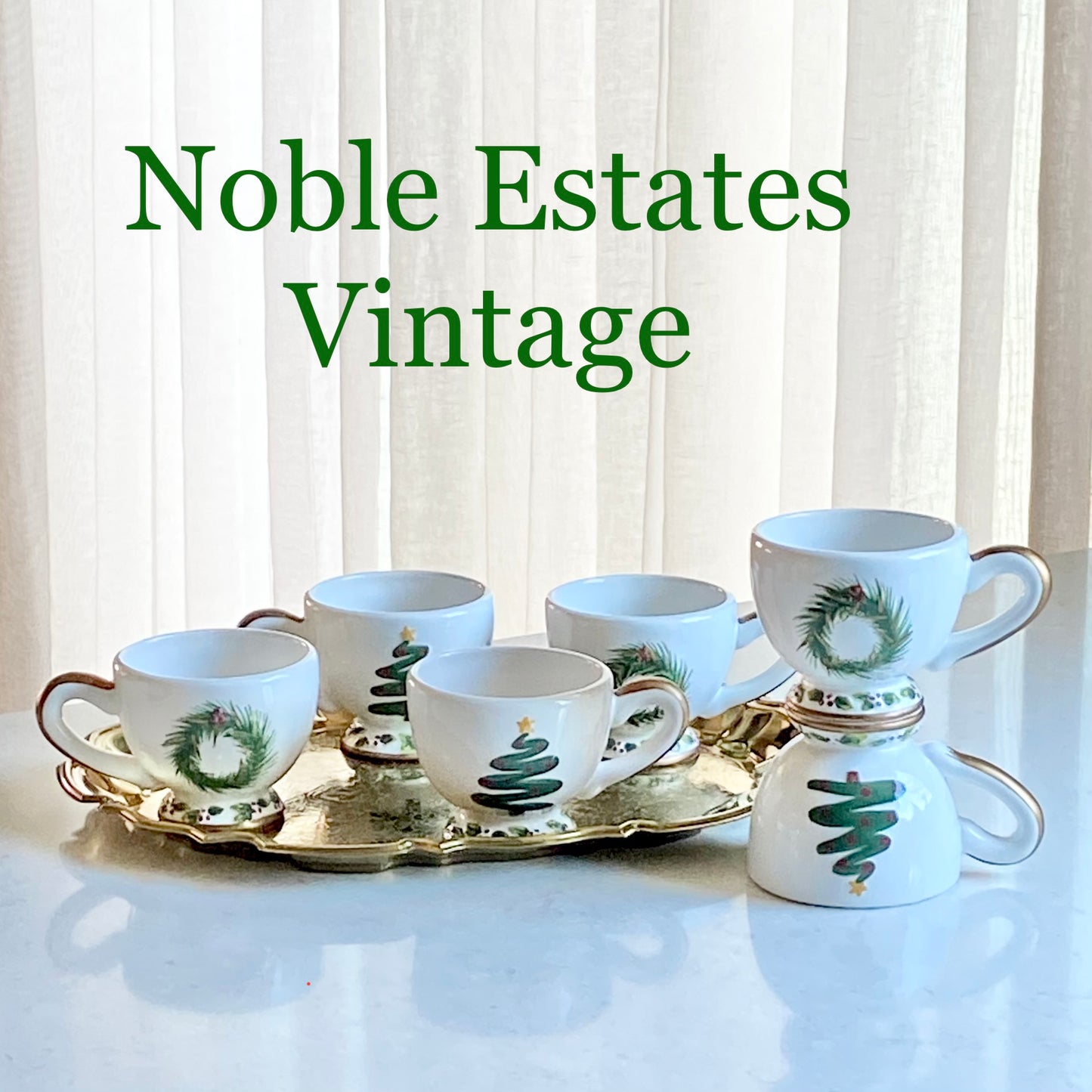 Vintage Hand Painted Cups - Set of 6