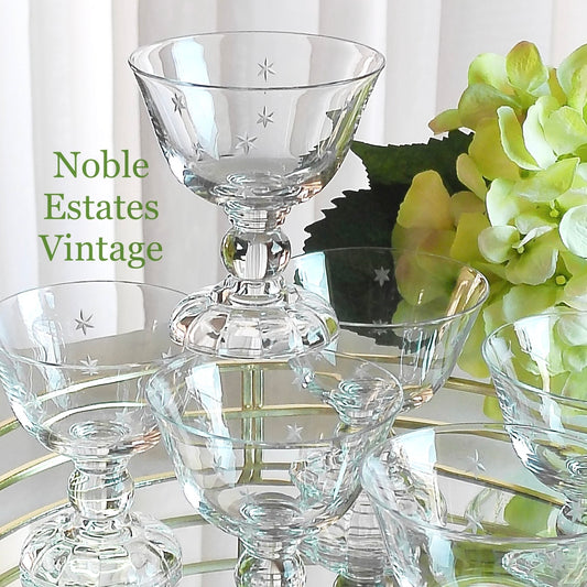 Vintage Fostoria National Star Cut Glasses (circa 1933 - 1943) - Set of 10