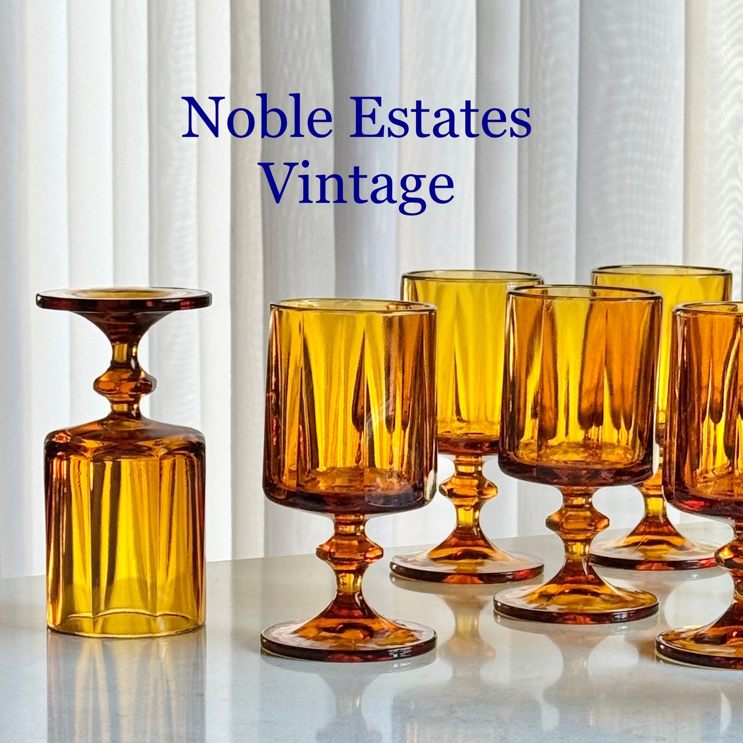 Vintage Nouveau Gold Paneled Glasses - Set of 12