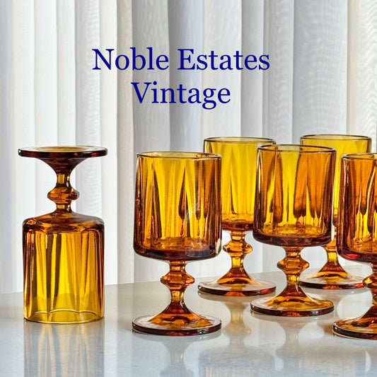 Vintage Nouveau Gold Paneled Glasses - Set of 12