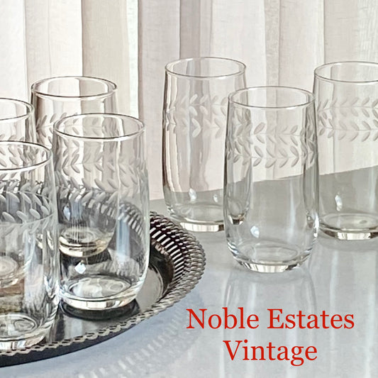 Vintage Anchor Hocking Laurel Cut Glasses - Set of 12