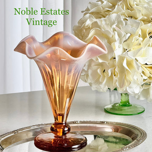 Vintage Fenton Cameo Opalescent Ruffled Vase (circa 1926 - 1927)