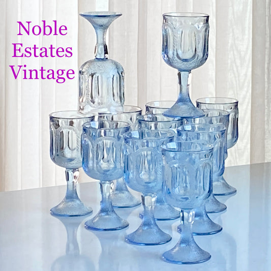 Vintage Fostoria Woodland Blue Glasses (circa 1976 - 1981) - Set of 12