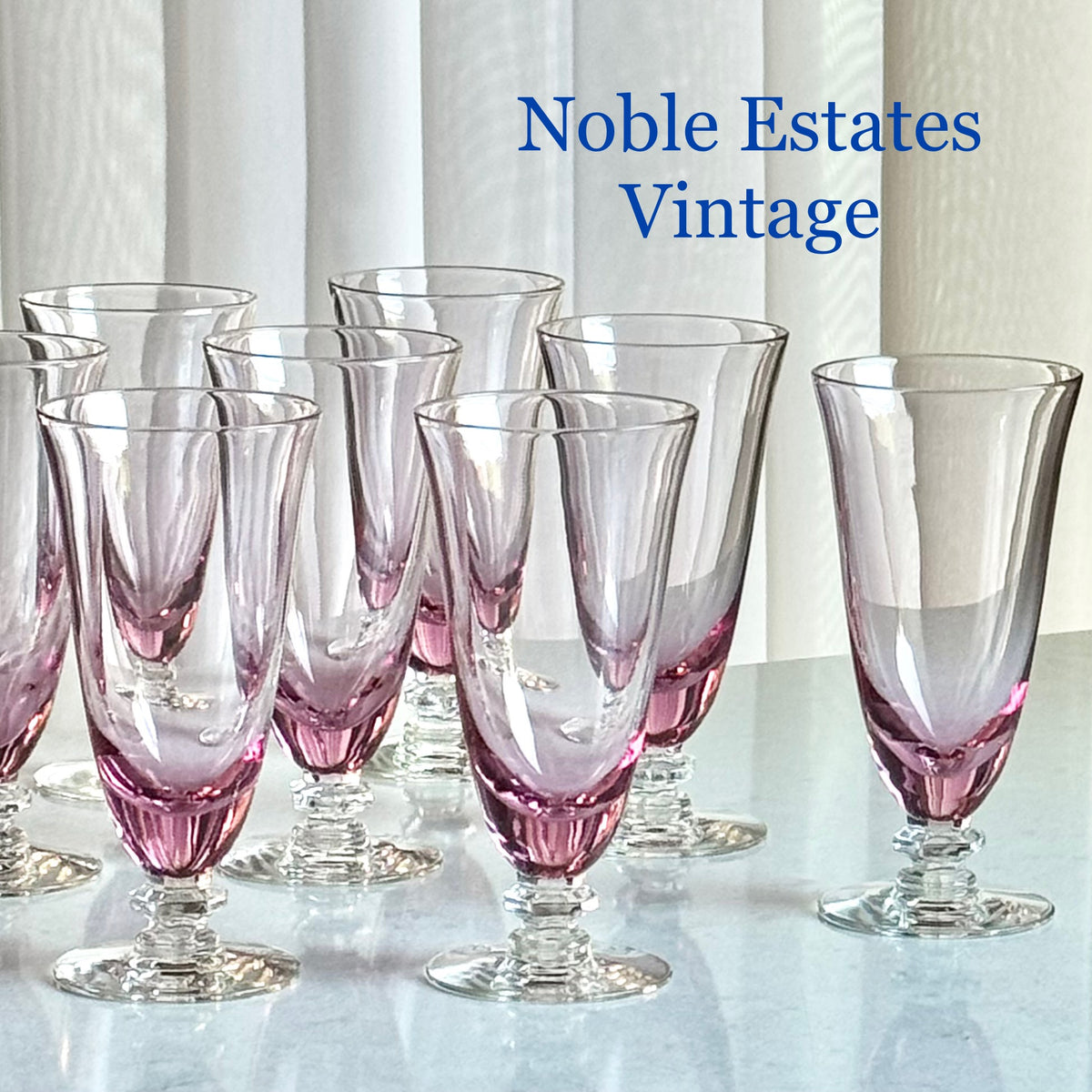 Vintage Tiffin Franciscan Wisteria Pink Glasses with Hexagonal Stem #17477 (circa 1950 - 1967) - Set of 10