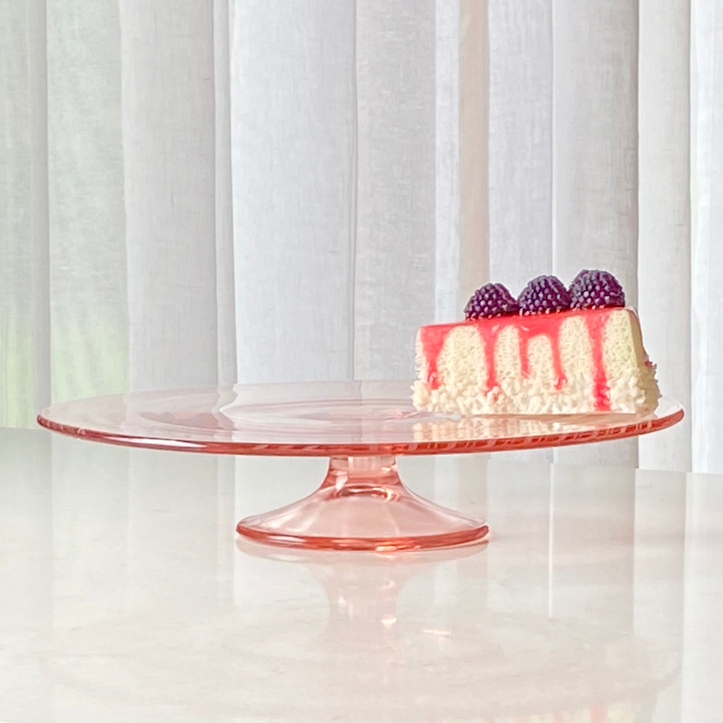 Vintage Pink Etched Cake Stand