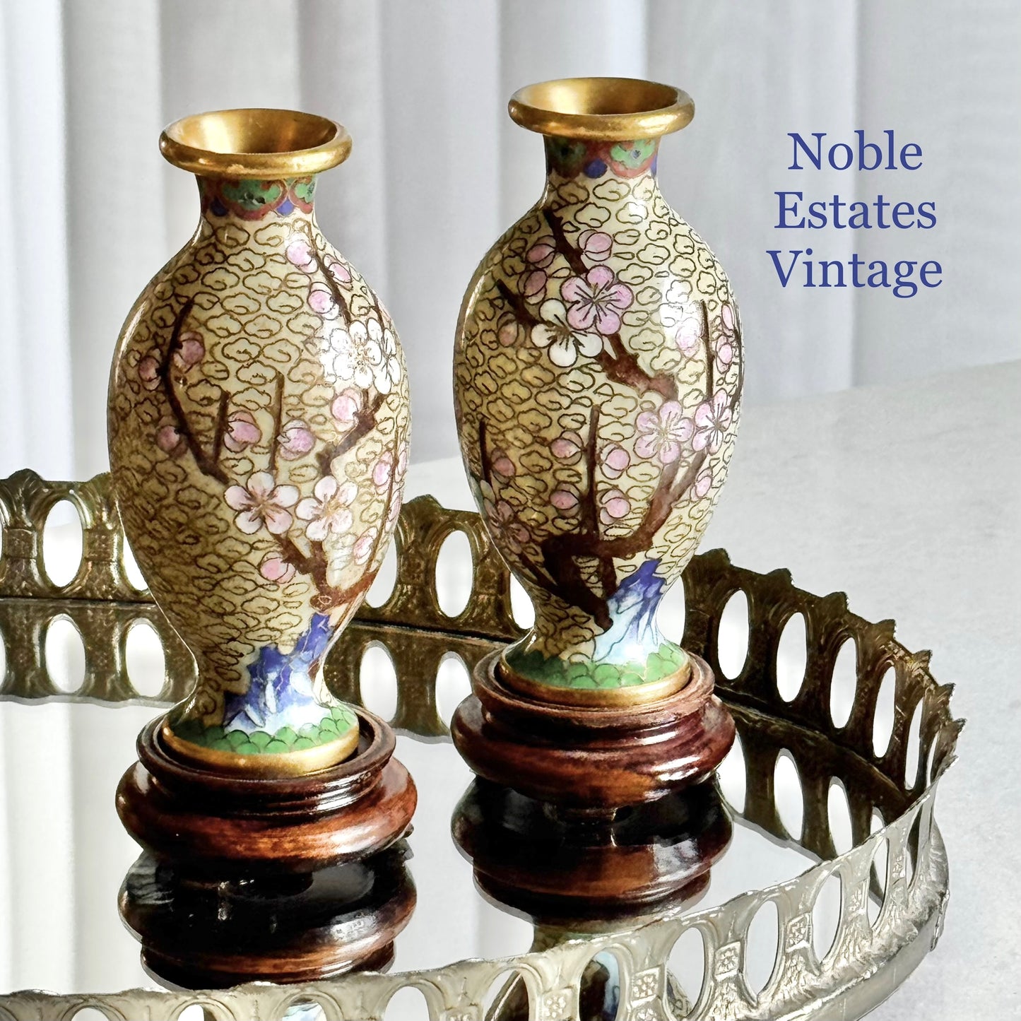 Vintage Chinese Cloisonne Vases (#C3) - Set of 2