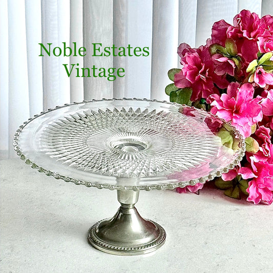 Vintage Duchin Creations 10-1/2 Inch Cake Stand with Sterling Holloware Detachable Base