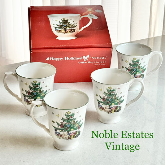 Vintage Nikko Happy Holidays Mugs - Set of 4