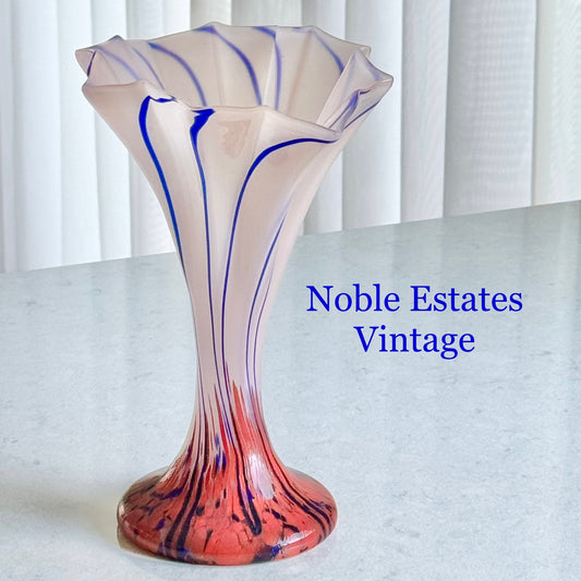 Vintage Kralik Hand Blown Art Glass Confetti Vase