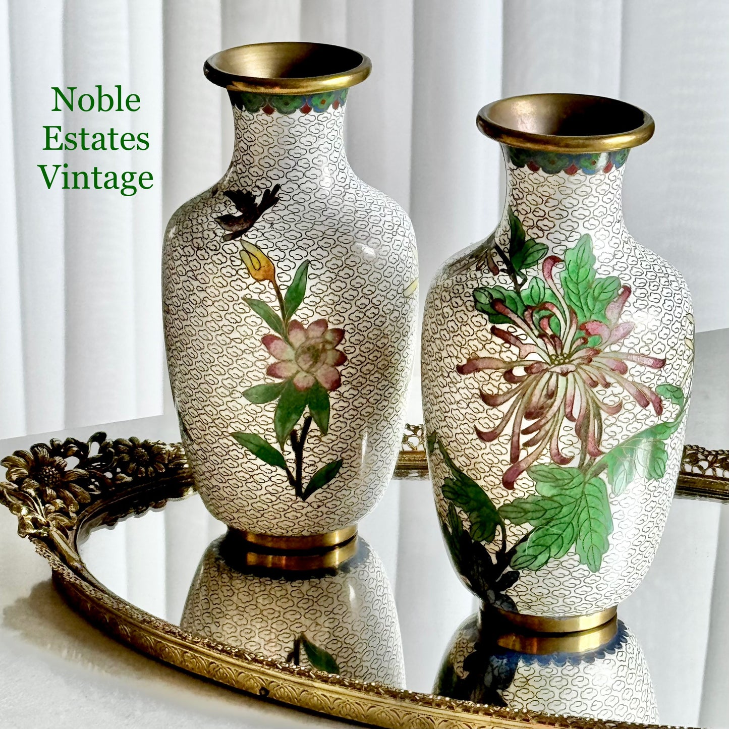 Vintage Chinese Cloisonne Vases (#C1) - Set of 2