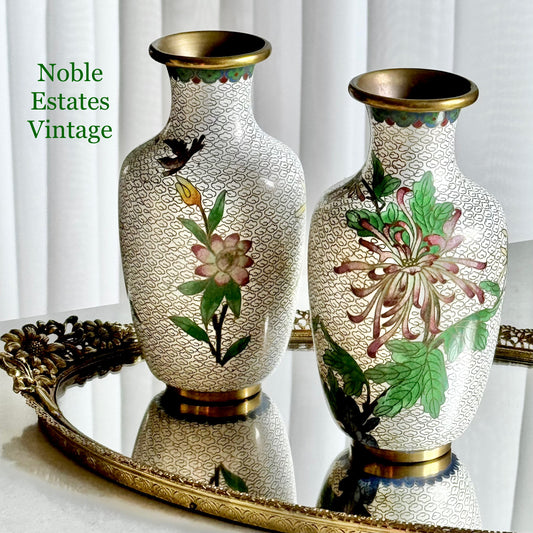 Vintage Chinese Cloisonne Vases (#C1) - Set of 2