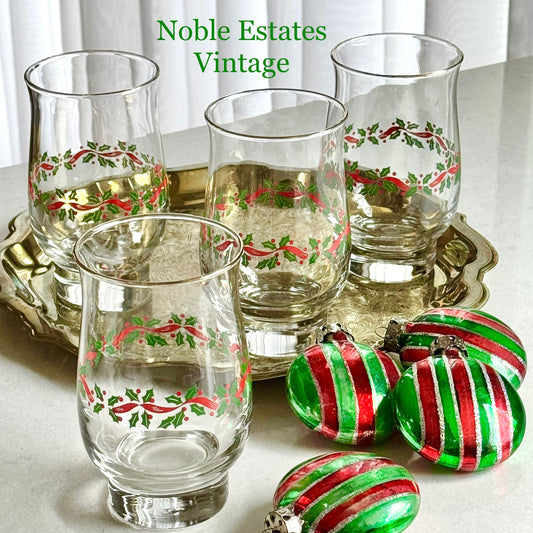 Vintage Libbey Holley Weighted Bottom Tulip Glasses - Set of 4