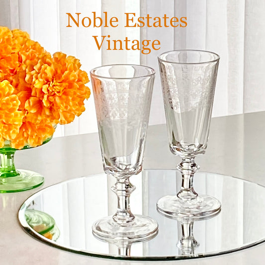 Vintage Etched Glasses - Set of 2