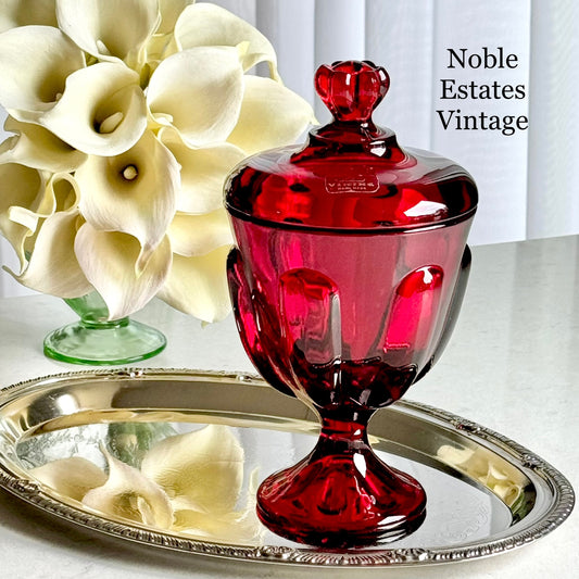 Vintage Viking Ruby Red Epic Pedestal Dish with Lid