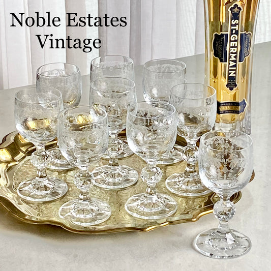Vintage Import Assoc Cascade Glasses - Set of 9 Cordial / Tasting Glasses