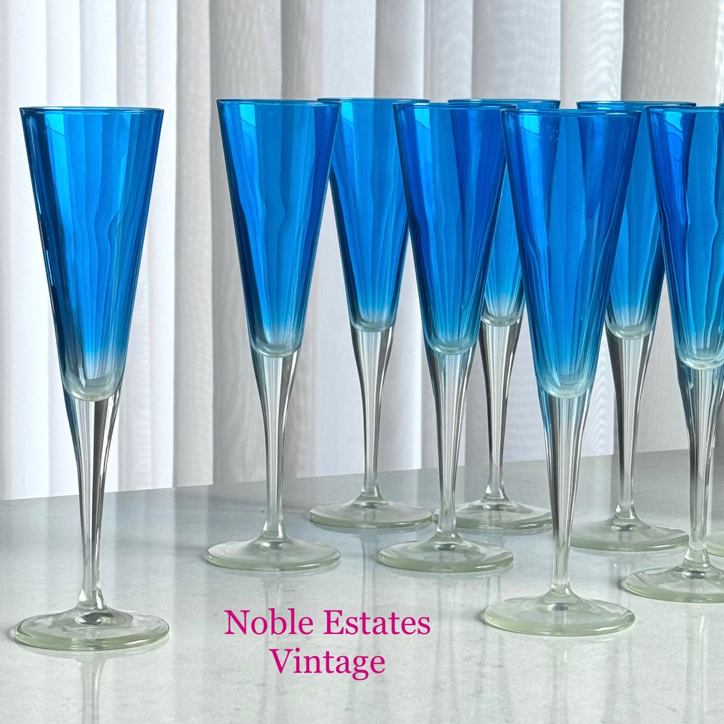 Vintage Leonardo Sektglaser Cobalt Blue Glasses - Set of 10Flutes
