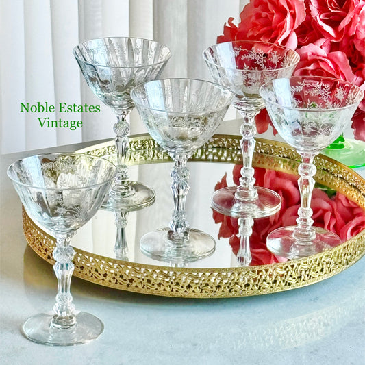 Vintage Fostoria Chintz Glasses (circa 1940 - 1973) - Set of 5