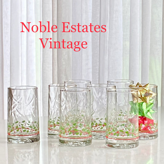 Vintage Arby's Gold Trimmed Christmas Glasses - Set of 8