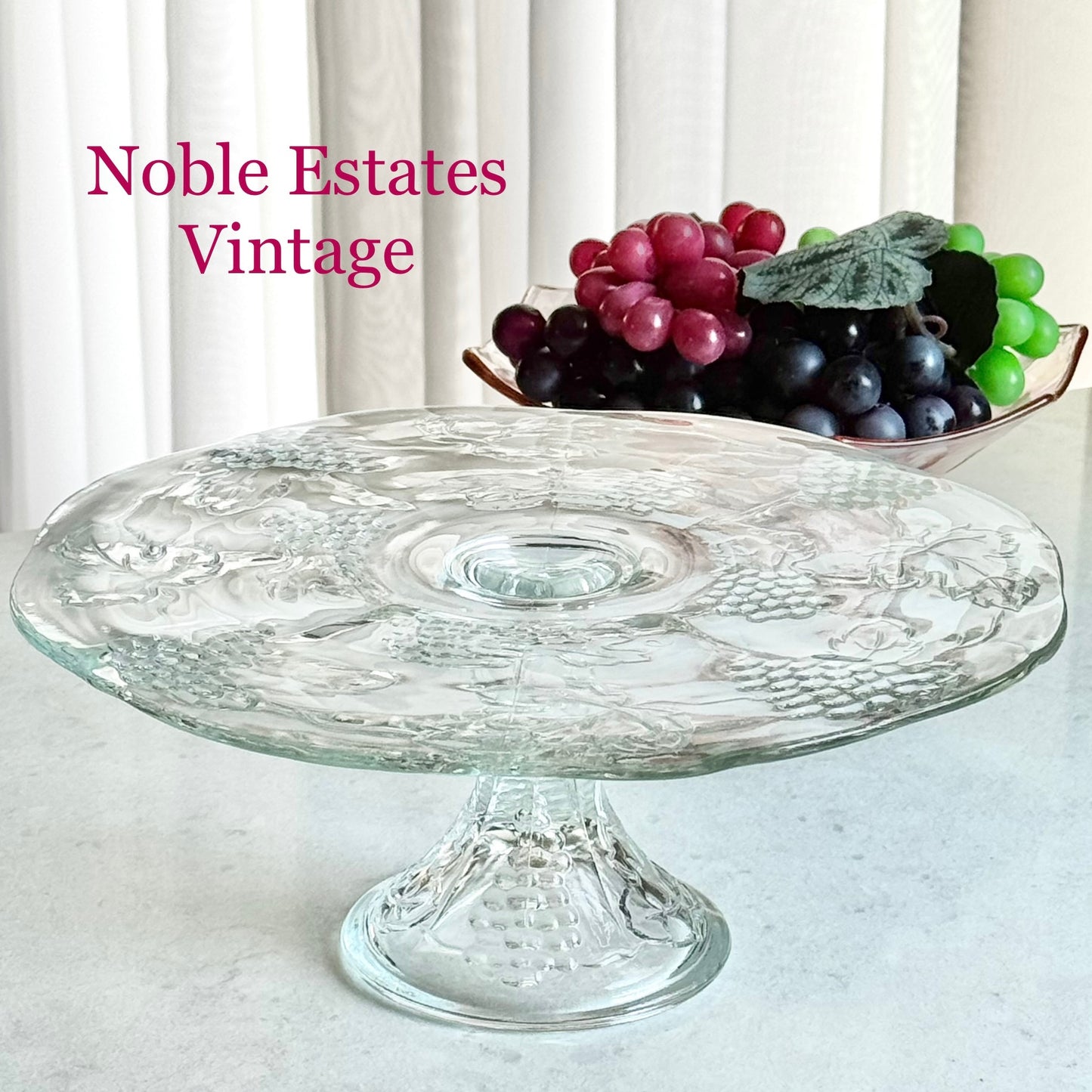 Vintage Colony Glass Harvest Grape Cake Stand
