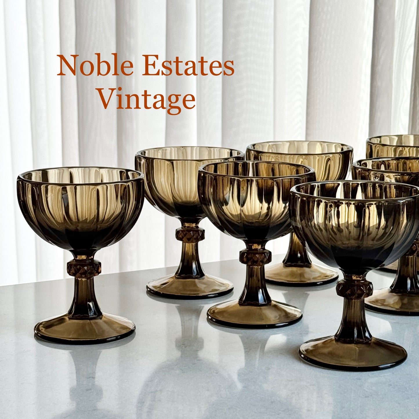 Vintage Imperial Glass Essex Brown Coupes  (circa 1982 - 1984) - Set of 12