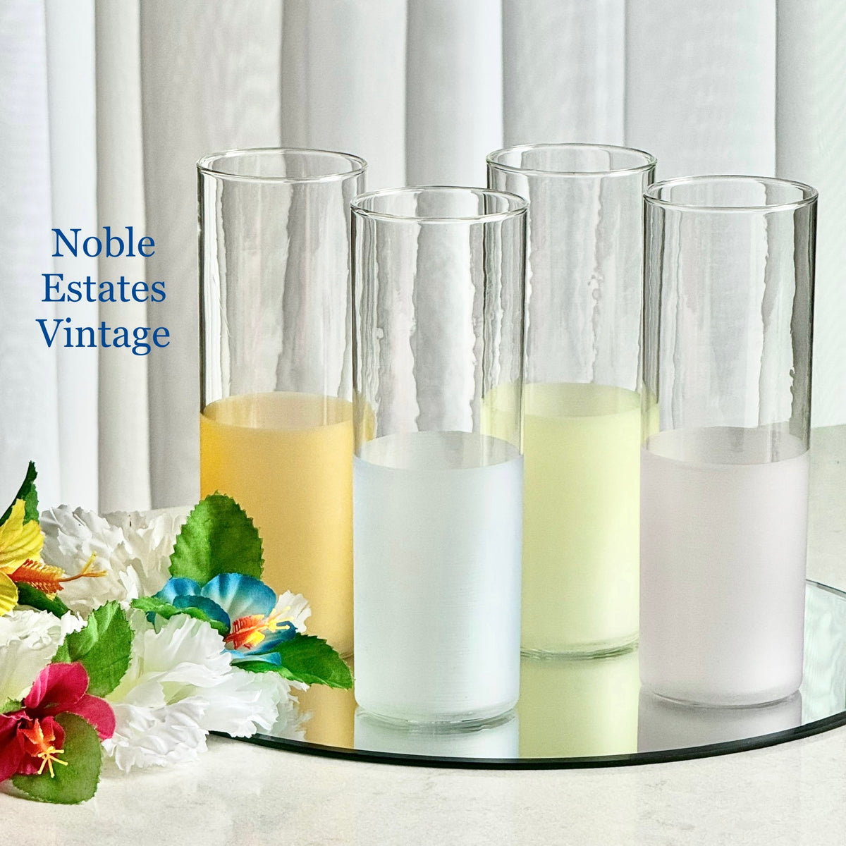 MCM Pastel Satin  Frosted Bottom Glasses - Set of 4