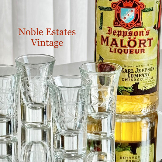 Vintage Anchor Hocking Laurel Cut Glasses - Set of 5