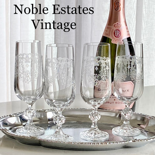 Vintage Import Assoc Cascade Glasses - Set of 4 Champagne Flutes