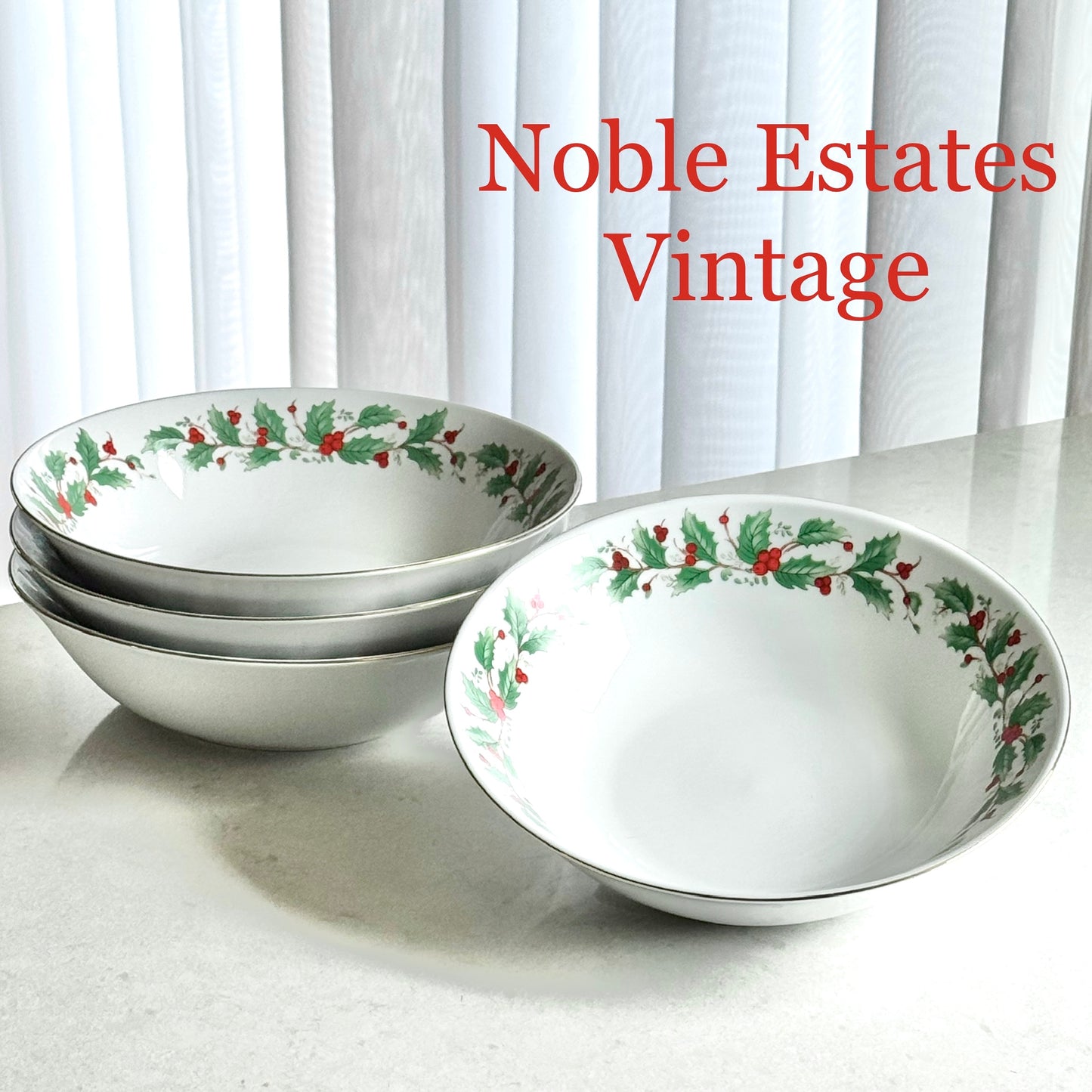 Vintage China Pearl Noel Serving Bowls - 4 Available