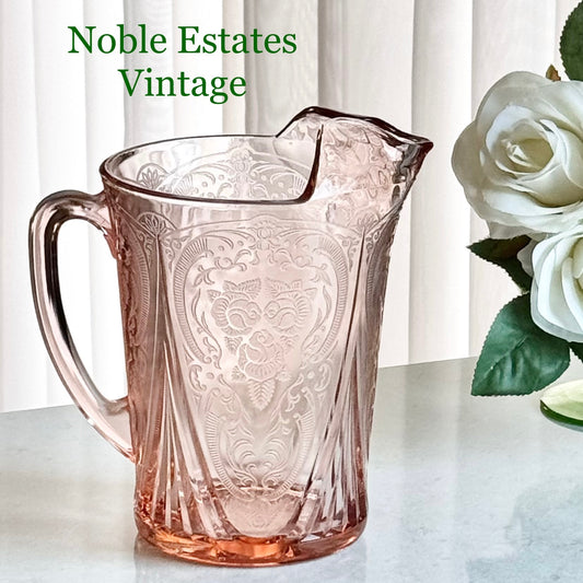 Vintage Hazel Atlas Pink Royal Lace Pitcher (circa 1934 - 1941)