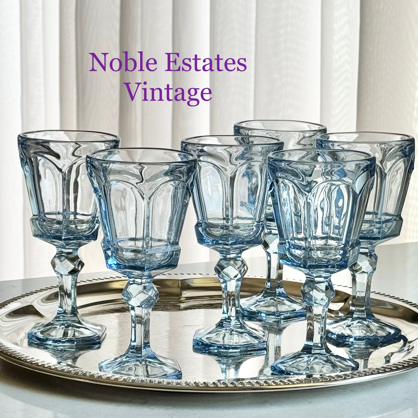 Vintage Fostoria Virginia Light Blue Glasses (circa 1980 - 1986) - Set of 6