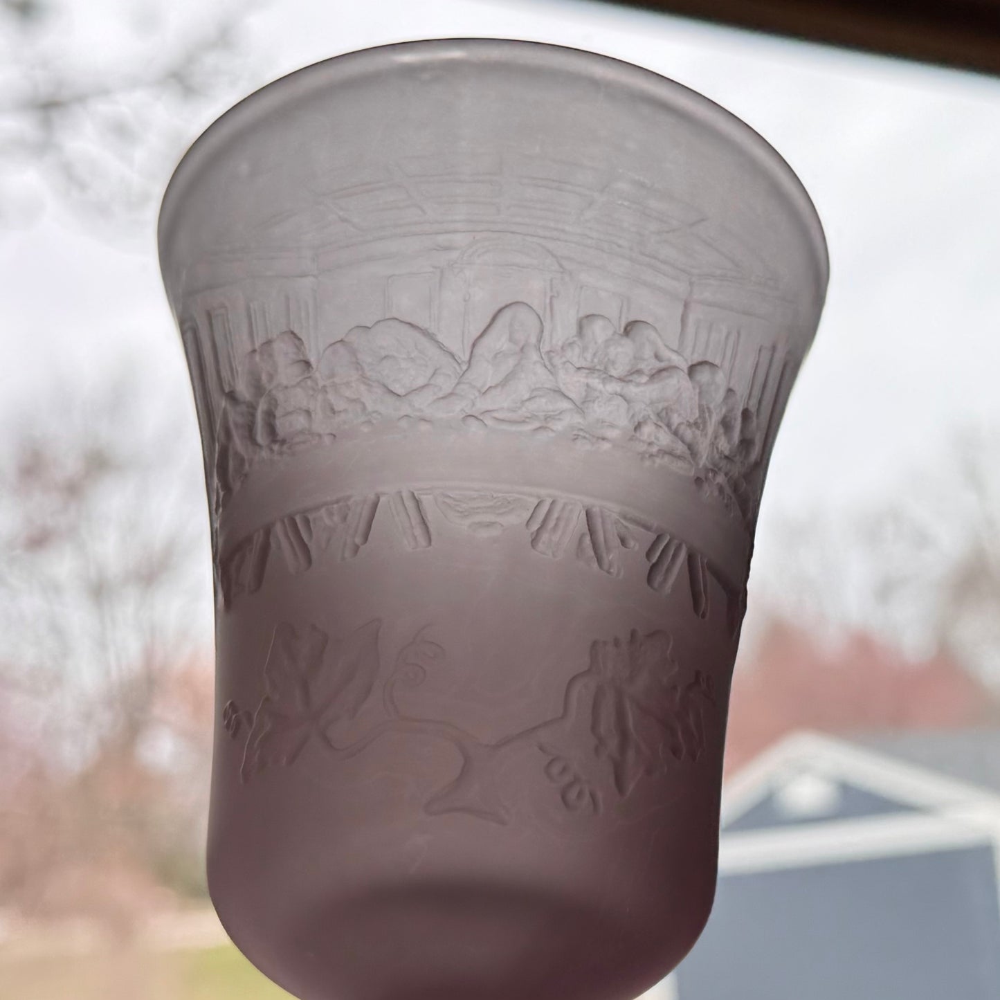 Vintage Indiana Glass Tiara Exclusive Amethyst Satin Frosted Lord Supper Goblets - Set of 2