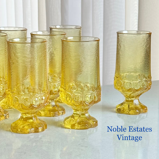 Vintage Franciscan Madeira Cornsilk Yellow Glasses (circa 1972 - 1978) - Set of 8