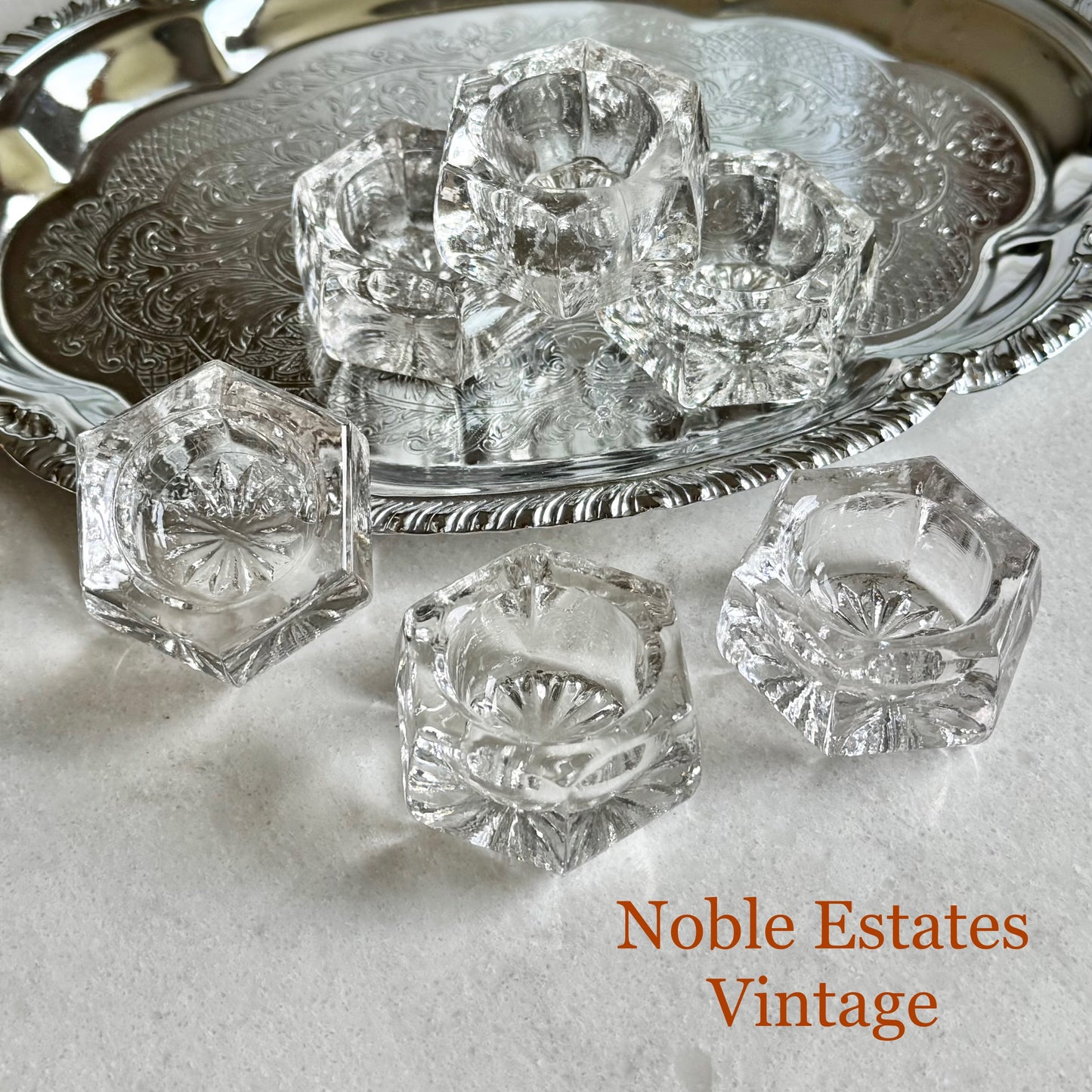 Vintage Hexagonal Salt Dips - Set of 6