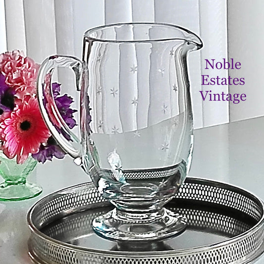 Vintage Fostoria National Star Etched Pitcher