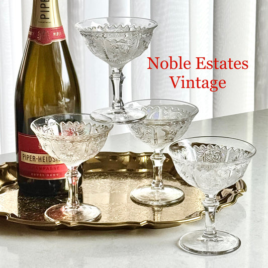 Vintage Westmoreland Glass Princess and Feather Glasses - Set of 4