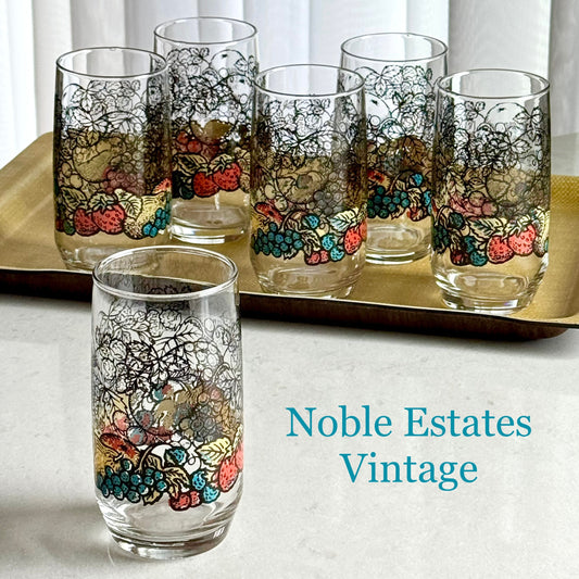 Vintage Fruit Motif Tumblers - Set of 6