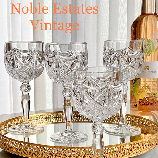 Vintage Katharinen Hutte Crystal Wine / Cocktail Glasses - Set of 4