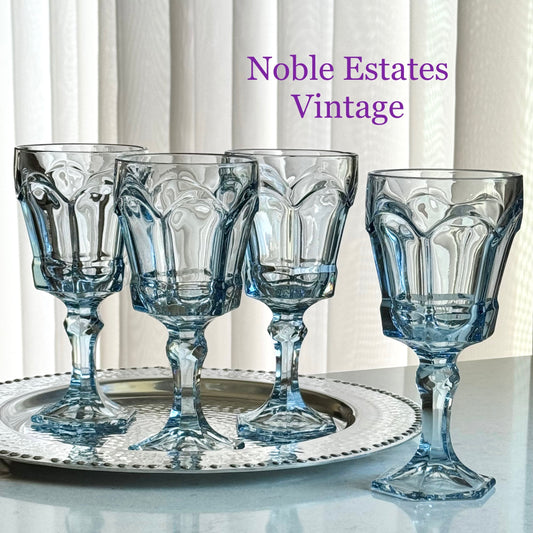 Vintage Fostoria Virginia Light Blue Glasses (circa 1980 - 1986) - Set of 4