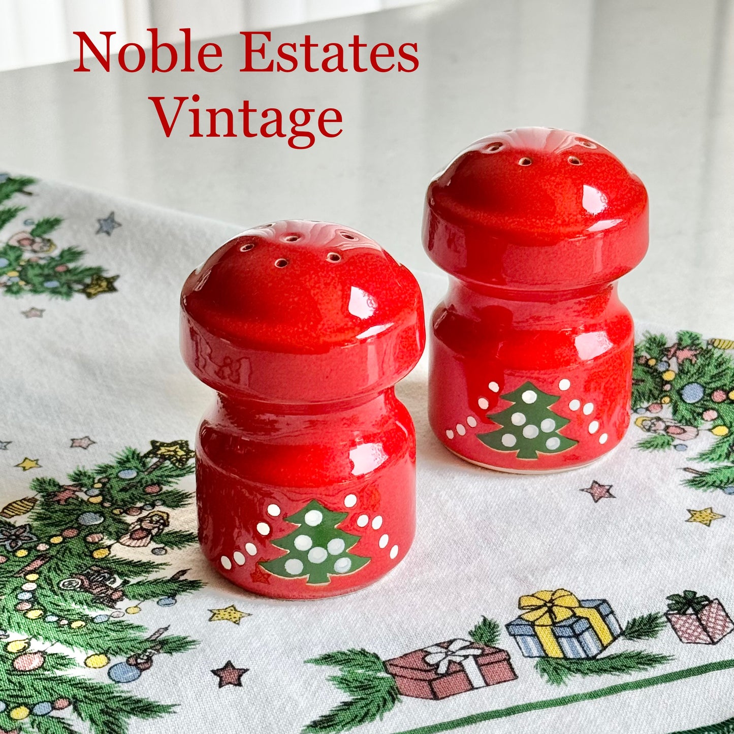 Vintage Waechtersbach Red Christmas Tree Salt and Pepper Shaker Set