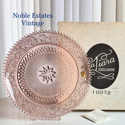 Vintage Indiana Glass Tiara Exclusive Sandwich Glass Pink 12 Inch Torte / Cake Plate