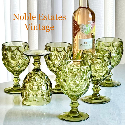 Vintage Imperial Provincial Green Thumbprint Glasses (circa 1966 - 1979) - Set of 6