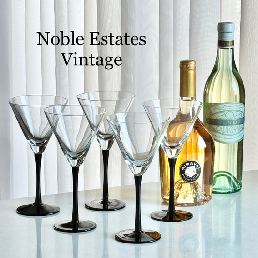 Vintage Artland Black Stem Glasses (#AL2) - Set of 6