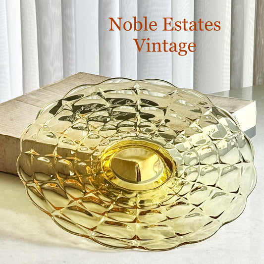 Vintage Indiana Glass Constellation Yellow 13 Inch Footed Cake Plate