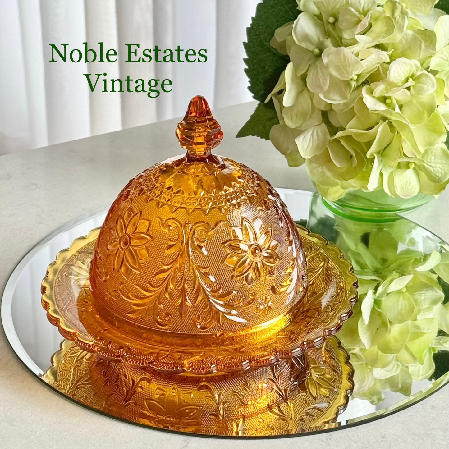 Vintage Tiara Glass Sandwich Amber Covered Butter (circa 1971 - 1989)