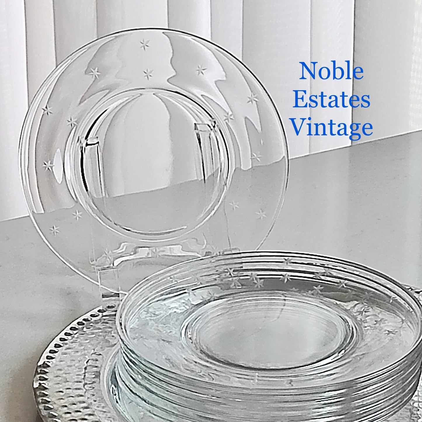 Vintage Fostoria National Star Etched Plates (circa 1933 - 1943) - Set of 8