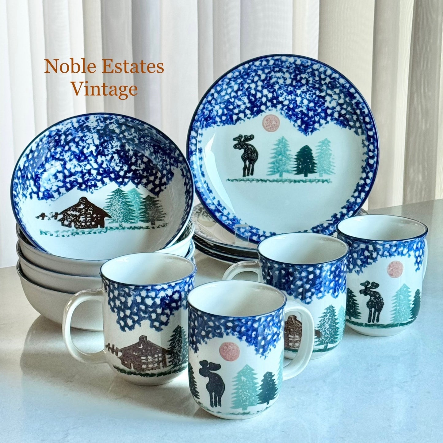 Vintage Thomson Woodland Dishes - Service for Four (12 pieces total)