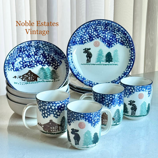 Vintage Thomson Woodland Dishes - Service for Four (12 pieces total)